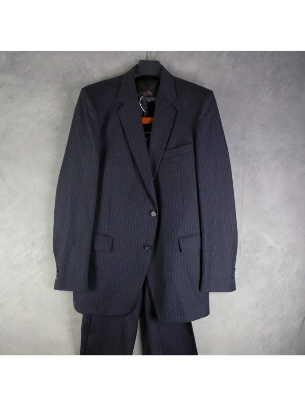 Vintage 3 Piece Suit Mens 42T 35x33 Long Navy Blue Pinstripe Heritage Blazer